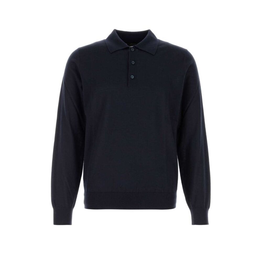Brioni Men Midnight Blue Cashmere Blend Polo Shirt
